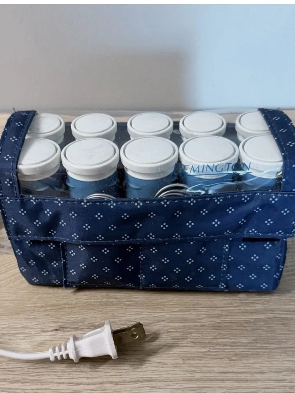 Vintage Remington Hot Curlers Rollers Set Travel Case Blue Floral